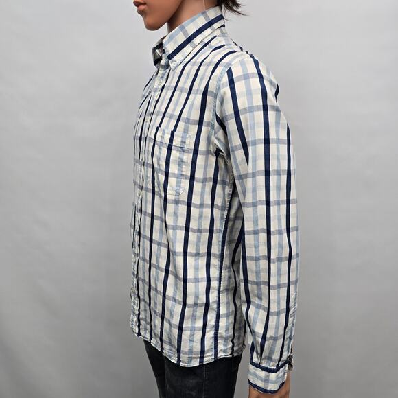 Brooks Brothers Men Shirt Milano Fit Size M Blue Navy White Plaid Button down - Picture 6 of 12